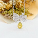 14k Gold 1.53 Ctw Natural Yellow Diamond & Diamond Necklace