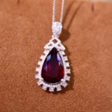 14k Gold 6.81 Ctw Natural Tourmaline & Diamond Pendant