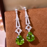 14k Gold 6.19 Ctw Natural Tourmaline & Diamond Earrings