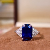 14k Gold 3.67 Ctw Natural Sapphire & Diamond Ring