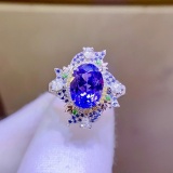 14k Gold 4.16 Ct Natural Tanzanite & Diamond Ring