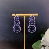14k Gold 10.34 Ctw Vivid Blue Natural Sapphire & Diamond Earrings