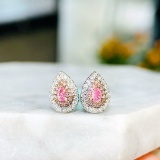 14k Gold 0.28 Ctw Natural Pink Diamond & Diamond Earrings