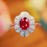 14k Gold 0.98 Ctw Natural Ruby & Diamond Ring