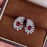 14k Gold 1.33 Ctw Natural Ruby & Diamond Earrings