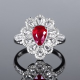 14k Gold 1.64 Ctw Natural Ruby & Diamond Ring