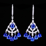 14k Gold 5.62 Ctw Natural Sapphire & Diamond Earrings