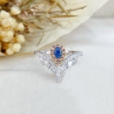 14k Gold 0.61 Ctw Natural Blue Diamond & Diamond Ring