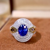 14k Gold 2.76 Ctw Natural Sapphire & Diamond Ring
