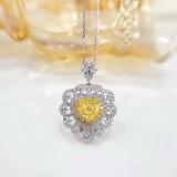 14k Gold 2.01 Ctw Natural Yellow Diamond & Diamond Necklace