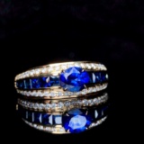 14k Gold 1.16 Ctw Natural Sapphire & Diamond Ring