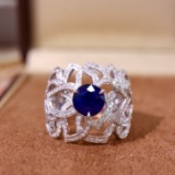 14k Gold 1.88 Ctw Natural Sapphire & Diamond Ring