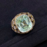 14k Gold 7.5 Ct Natural Tourmaline & Diamond & Cocktail Ring