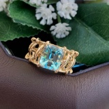 14k Gold 3.79 Ct Natural Aquamarine & Solitaire Ring