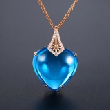 14k Gold 21.69 Ctw Natural Topaz & Diamond Pendant