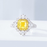 Gia Certified 14k Gold 2.08 Ctw Natural Yellow Diamond & Diamond Ring/pendant