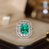 14k Gold 3.86 Ctw Vivid Green Natural Emerald & Diamond Ring/pendant