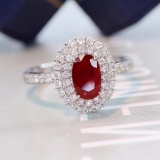 14k Gold 1.21 Ctw Natural Ruby & Diamond Ring