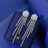 14k Gold 4.34 Ctw Natural H Diamond & Flowers Earrings