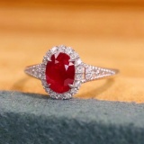 14k Gold 1.17 Ctw Natural Ruby & Diamond Ring
