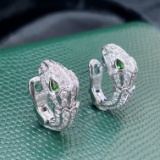 14k Gold 3.75 Ctw Natural Tsavorite & Diamond Earrings