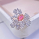 Gia Certified 14k Gold 1.29 Ctw Natural Pink Diamond & Diamond & Flowers Ring
