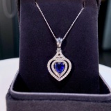 14k Gold 1.40 Ctw Natural Sapphire & Diamond Necklace