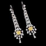 14k Gold 2.71 Ctw Natural Yellow Diamond & Diamond Earrings