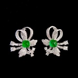 14k Gold 1.4 Ctw Vivid Green Natural Emerald & Diamond Earrings