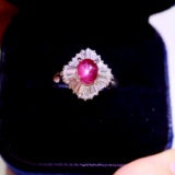 14k Gold 1.98 Ctw Natural Star Ruby & Diamond Ring