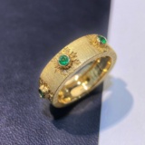 14k Gold 0.3 Ct Vivid Green Natural Emerald Ring