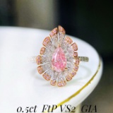 Gia Certified 14k Gold 0.87 Ctw Natural Pink Diamond & Diamond Ring