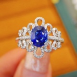 14k Gold 1.72 Ctw Natural Sapphire & Diamond Ring