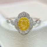 14k Gold 0.45 Ctw Natural Yellow Diamond & Diamond Ring