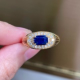 14k Gold 1.32 Ctw Natural Sapphire & Diamond Ring