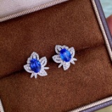 14k Gold 2.11 Ctw Natural Sapphire & Diamond Earrings