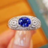 14k Gold 1.49 Ctw Natural Sapphire & Diamond Ring