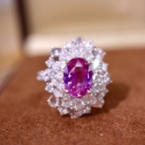 14k Gold 4.86 Ctw Natural Sapphire & Diamond Ring