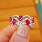 14k Gold 1.36 Ctw Vivid Red Natural Ruby & Diamond Ring