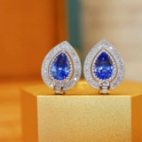 14k Gold 1.42 Ctw Natural Sapphire & Diamond Earrings