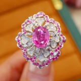 14k Gold 2.11 Ctw Natural Padparadscha Sapphire & Diamond Ring/pendant
