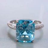 14k Gold 3.30 Ctw Natural Aquamarine & Diamond Ring