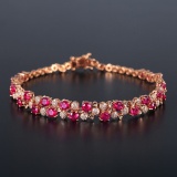 14k Gold 5.57 Ctw Natural Ruby & Diamond Bracelet