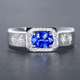 14k Gold 1.31 Ctw Natural Sapphire & Diamond Ring