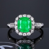 14k Gold 2.03 Ct Vivid Green Natural Emerald & Diamond Ring/pendant