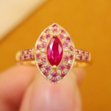 14k Gold 0.61 Ctw Natural Ruby & Diamond Ring
