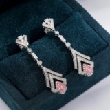 14k Gold 0.95 Ctw Natural Pink Diamond & Diamond Earrings