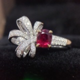 14k Gold 1.43 Ctw Natural Ruby & Diamond Ring