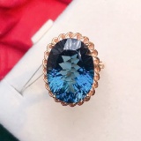 14k Gold 15.83 Ctw Natural Topaz & Diamond Ring