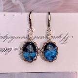 14k Gold 9.29 Ctw Natural Topaz & Diamond Earrings